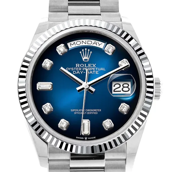 ROLEX DAY DATE BLUE DIAL SAPPHIRE CRYSTAL 36MM SWISS REPLICA m128239.0023