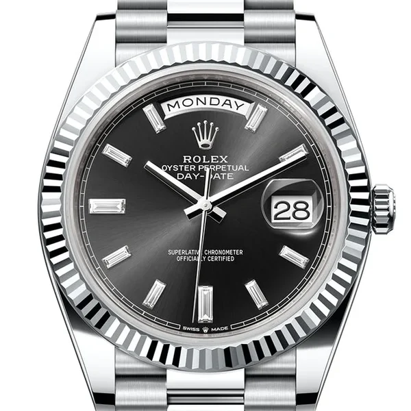 ROLEX DAY DATE BLACK DIAL SAPPHIRE CRYSTAL 41MM SWISS REPLICA 118239.1