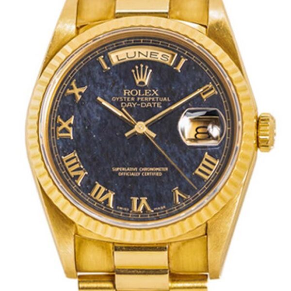 ROLEX DAY-DATE Ref-18238 AVENTURIN Stone Dial 18k Yellow Gold Papers BJ-1992 Unpolished