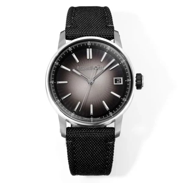 watch Audemars Pigeut CODE 11.59 Smoke Grey Dial Stainless Steel Case Black Fabric Strap Automatic Watch 41mm